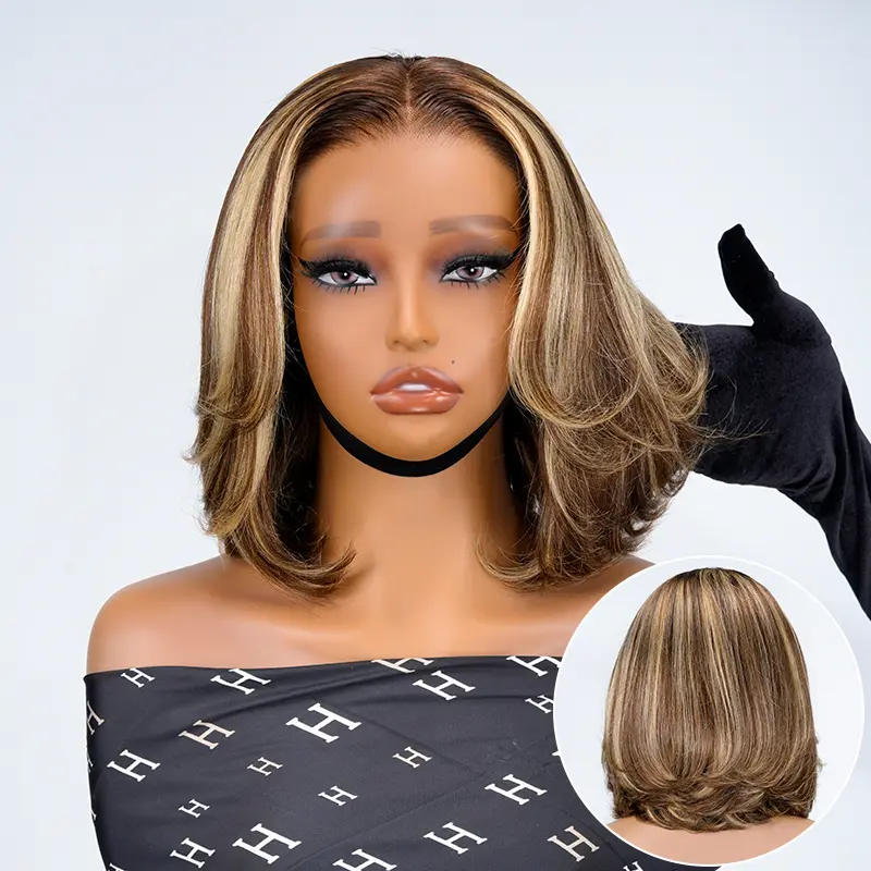 AliPearl Wig Blonde Highlight 5x7 Lace Closure Wig Short Bob Ready to Go Glueless Wig Human Hair Pre-Plucked TikTokShopBacktoSchool