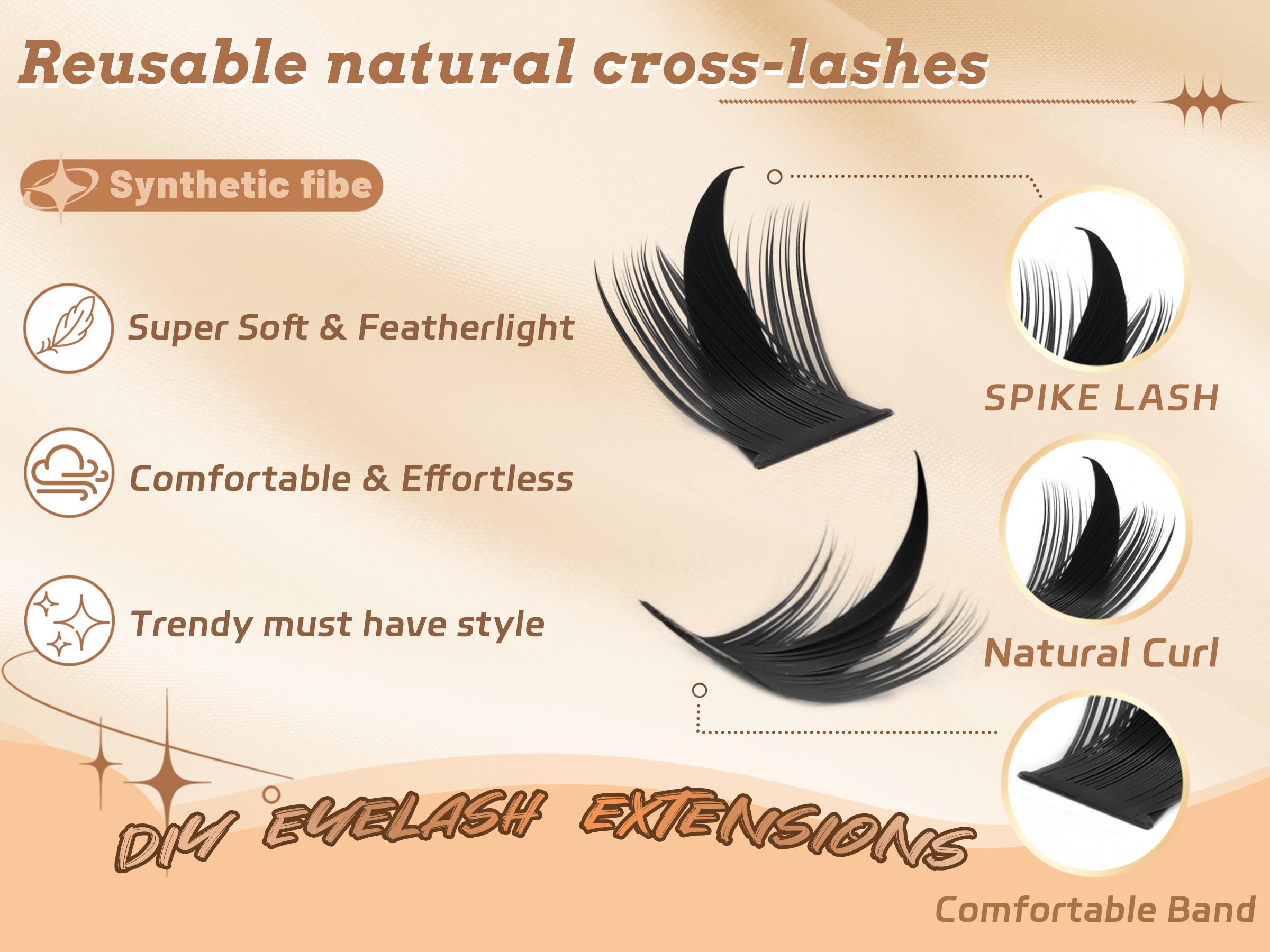 Lumfune Spike Lash Clusters Kit Eyelash Clusters with 10-18mm Manga Fairy Individual Lashes Wispy Volume Cluster Eyelash Extensions Bond & Seal and Remover Spiky D Curl Lash Extension Kit