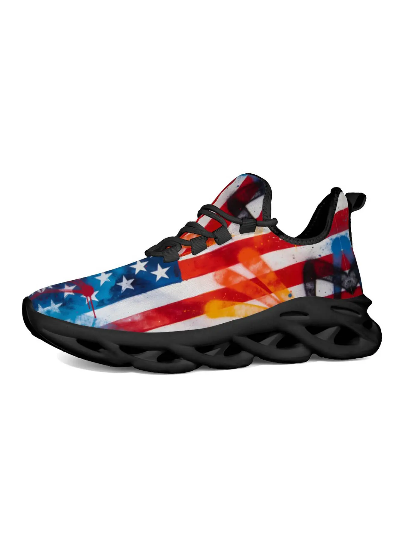 Exclusive Recommendation American Flag Sneakers, Patriotic Theme, Unique Print Fashion, Mesh + Comfortable Sole Design, Gym Running Essential