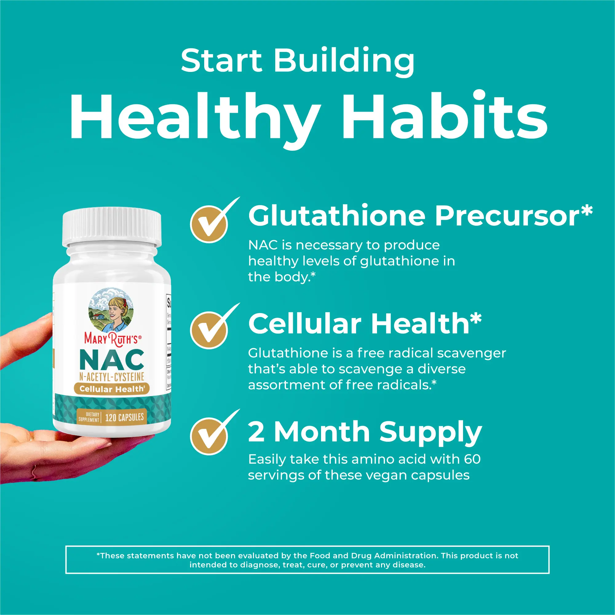MaryRuth's N-Acetyl Cysteine (NAC) Supplement - 2 Month Supply - NAC  Capsules 1000mg per serving - Vegan - Non-GMO - Gluten Free - 120 Count -  TikTok Shop