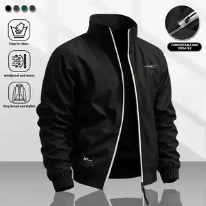 Men's Minimalist Stand-Collar Windbreaker Lightweight Structured Fabric for Casual Everyday Look Outdoor Walks Commuting Short Trips Trendy Wearable Style
