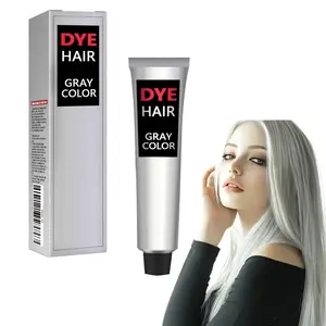 Silver Gray Natural Hair Dye Cream, Permanent Hair Dye, Light Gray Silver Color Cream, Unisex Fashion Dye for All Hair Types