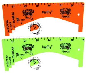 AirFly Dungeness Crab Gauge - Measure for California, Washington & Oregon - Orange&Green