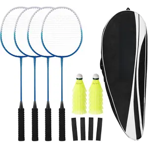 Badminton Rackets Set for Backyards, Badminton Set, Includ 2/4 Rackets, 6/12 Birdies, 1 Carrying Bag, Outdoor Game for Adult Family Beginner