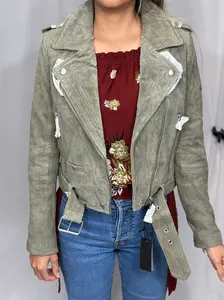 Light green BlankNYC Moto Jacket REAL LEATHER