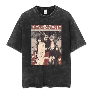 Oversized Death Note Graphic Tee - Japanese Aesthetic Shinigami Anime Style, Short-Sleeve, Comfortable, Streetwear Fit, Casual Sports Top for Everyday Gym Wear