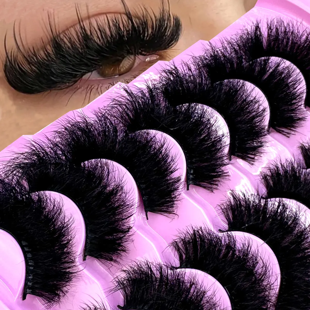 7 Pairs 25mm 3d Mink Lashes Faux Mink Lash Wispy Thick Natural Full Strip Lashes New Makeup Fluffy Mink Eyelashes,cat Eye Eyelashes 3D Natural False Lashes D Curl Fluffy Soft Cross Manga Lashes Wispy Natural Eyelash Extension Makeup