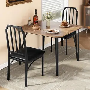 3 Pieces Dining Table Set for 2, Dining Room Table Set for 2, Small Kitchen Table for 2 with Upholstered Chairs, Dinner Table Set for 2, Kitchen Table Chairs Set of 2
