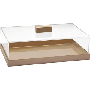 Acrylic Cake Stand | Multifunctional Serving Tray | Elegant Rose Gold Food Tray with Clear Lid | Perfect as a Cake Box and Serving Platter for Party, Home and Kitchen | Shatter Resistant