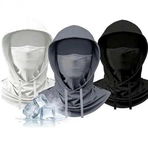 3 in 1 Summer Balaclava Hood Face Mask with Ear Loops for Men Women Sun Protection UV Cooling Breathable Full Head Cover for Outdoor Sports Skiing Fishing Hiking Cycling