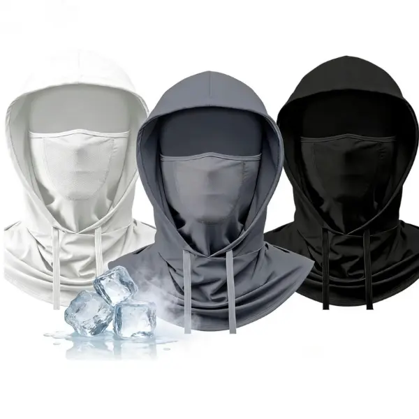 3 in 1 Summer Balaclava Hood Face Mask with Ear Loops for Men Women Sun Protection UV Cooling Breathable Full Head Cover for Outdoor Sports Skiing Fishing Hiking Cycling