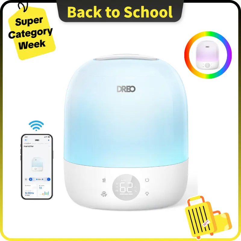 DREO Smart Humidifier 409S 3L 30H Max Runtime, Adjustable RGB Lighting, 300 Square Feet, 40" Humidification, Smart App and Voice Control