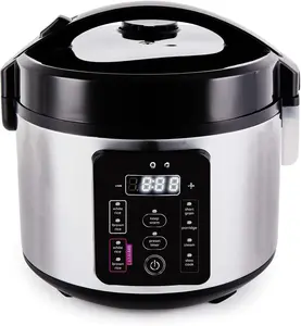 Kumo Carb Rice Cooker with Ceramic Bowl and  Fuzzy Logic, (5.5 Cups, 1 Litre), 5 Rice Cooking Functions, 3 Multicooker Functions, 110V  Power (Light Stainless Steel)