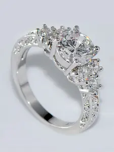 Elegant Rhinestone Decor Engagement Ring, Bridal Engagement Ring, Trendy Exquisite Wedding Ring, Temperament Chic Gorgeous Iced out Jewelry As Gift