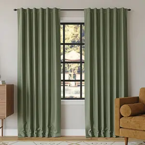 50"x95" Sun Zero Blackout Evelina Faux Dupioni Silk Curtain Panel Moss Green: Energy Efficient, Noise Reduction, Modern Decor