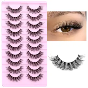 20 Pairs Natural Look Fluffy Flawless False Eyelashes, Wispy 3D Volume Strip Lashes, D Curl Fake Eyelashes with Clear Band for Daily Use Makeup