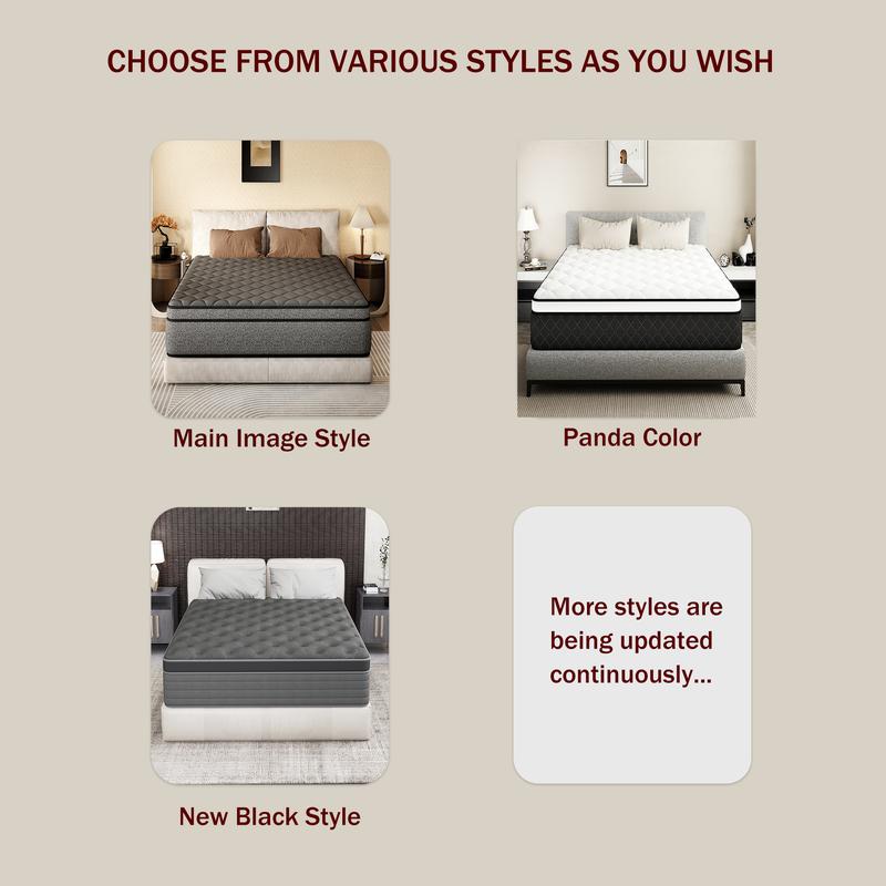 mattress Comfortable Sleep Solution 10"/12"/14" Hybrid Mattress with Gel Memory Foam & Individually Wrapped Coils for Medium Firmness Cool Sleep Support Fits Twin Full Queen King Sizes