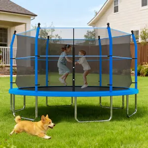 1400 LBS 14FT Outdoor Trampoline with Safety Enclosure Net, Backyard Recreational Heavy-Duty Trampoline for Kids Adult