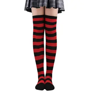 Women’s Over The Knee Striped Socks - Japanese Cosplay Stockings for Christmas Halloween Party