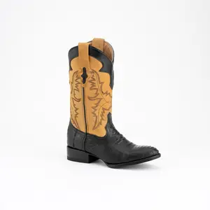 Men's Ferrini Nash Ostrich Leg Boots Handcrafted Black
