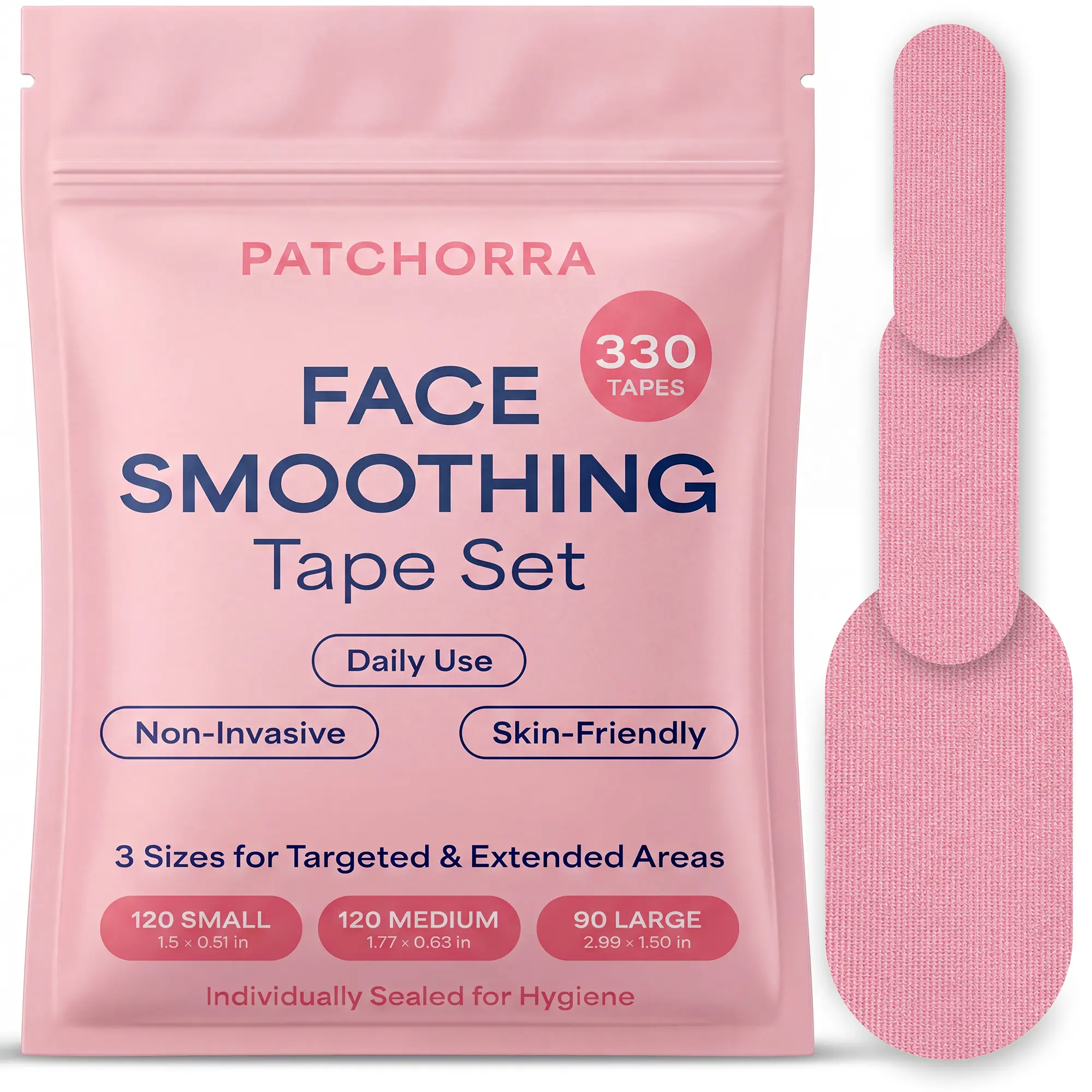 Face Tape for Wrinkles – Japanese Face Tape Lifting Wrinkle Patches Overnight, Anti Wrinkle Patches for Forehead & Lips, Smile Line & Marionette Lines, 3 Sizes, 330 Patches