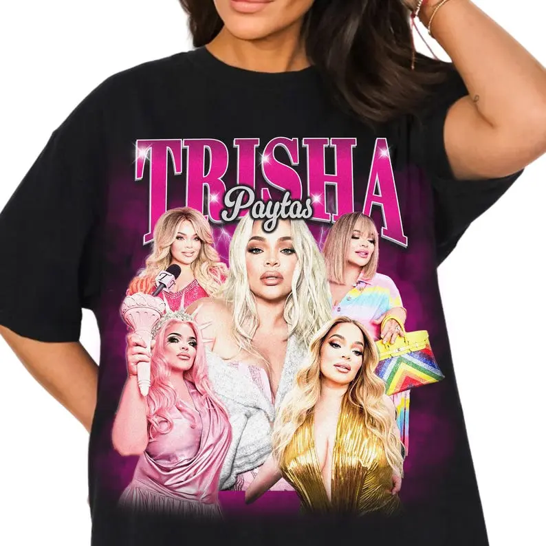 Unisex Trisha Paytas Graphic T-Shirt, Vintage Rap Bootleg Streetwear in 100% Cotton Fabric with a Classic Fit That Runs True to Size, Tshirt, M, All Seasons, Preppy Basic, True Size Run, Crew Neck, Shortsleeve, Casual, Fitted, Top, Tear-Away Label, Split,