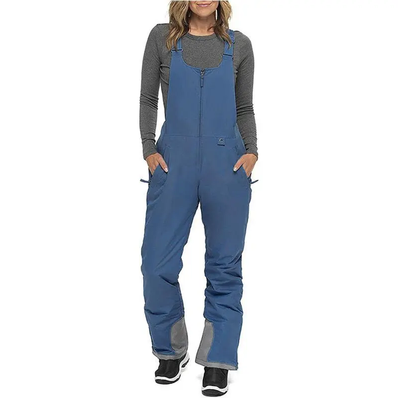 Women's Sleeveless Ski Overalls, Adjustable Shoulder Strap Jumpsuit, Side Pocket Long Clothes Overalls Front Zipper Waterproof Adjustable Shoulder Strap Thermal Windproof Women's Sleeveless Ski Overalls, Adjustable Shoulder Strap Jumpsuit, Side Pocket Long Clothes Overalls Front Zipper Waterproof Adjustable Shoulder Strap Thermal Windproof