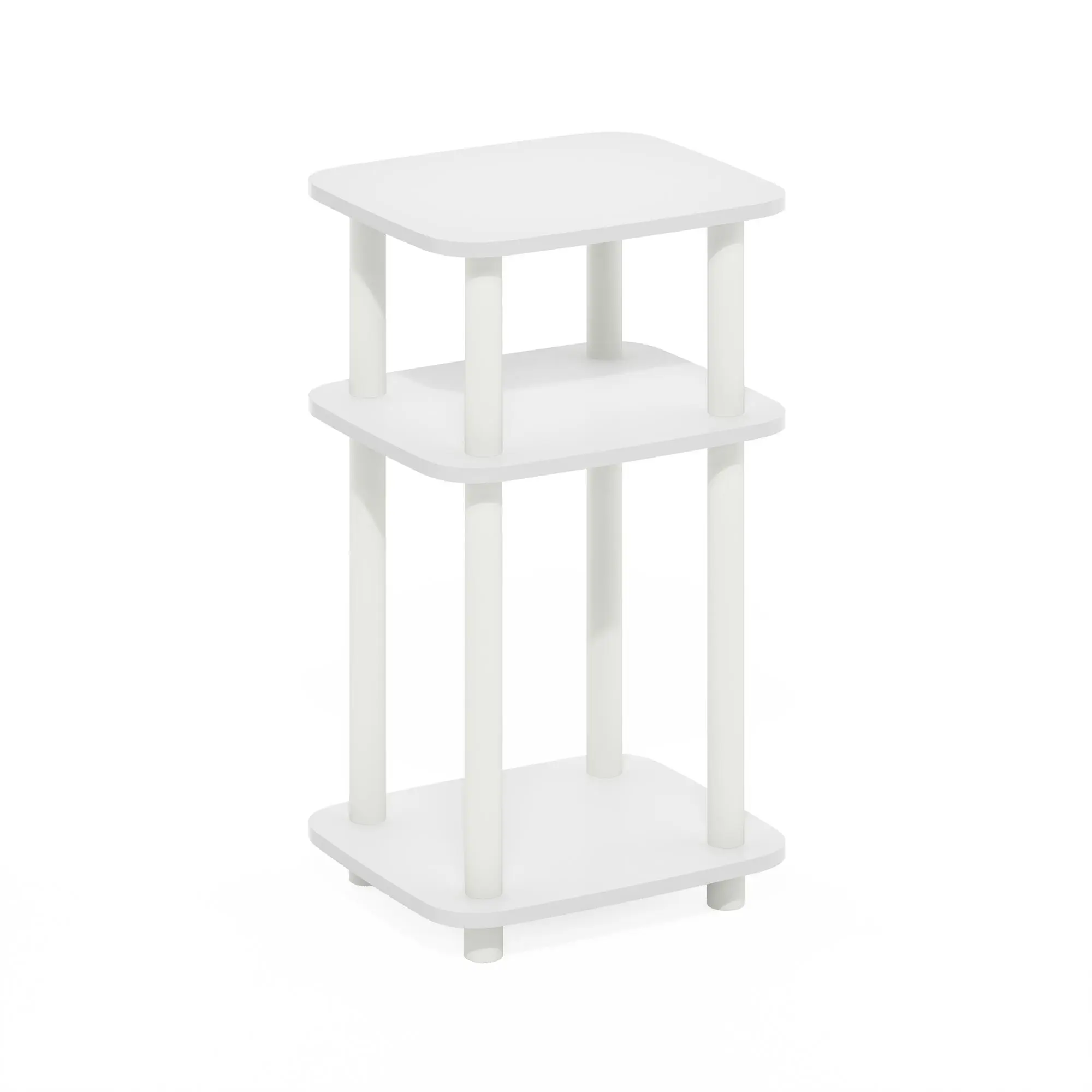 JUST White Modern Wood Side Table - 3-Tier Storage, Open Shelf, Easy Assembly, Versatile Design for Bedrooms, Small Spaces, Modern Wood Table Minimal Night Stand, Modern Furniture, Bedroom Nightstand Decor