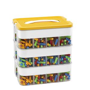 1 large particle building block storage box, super large capacity parts sorting bucket, 3-layer stackable storage box, suitable for home organization, ideal for bedrooms and game rooms