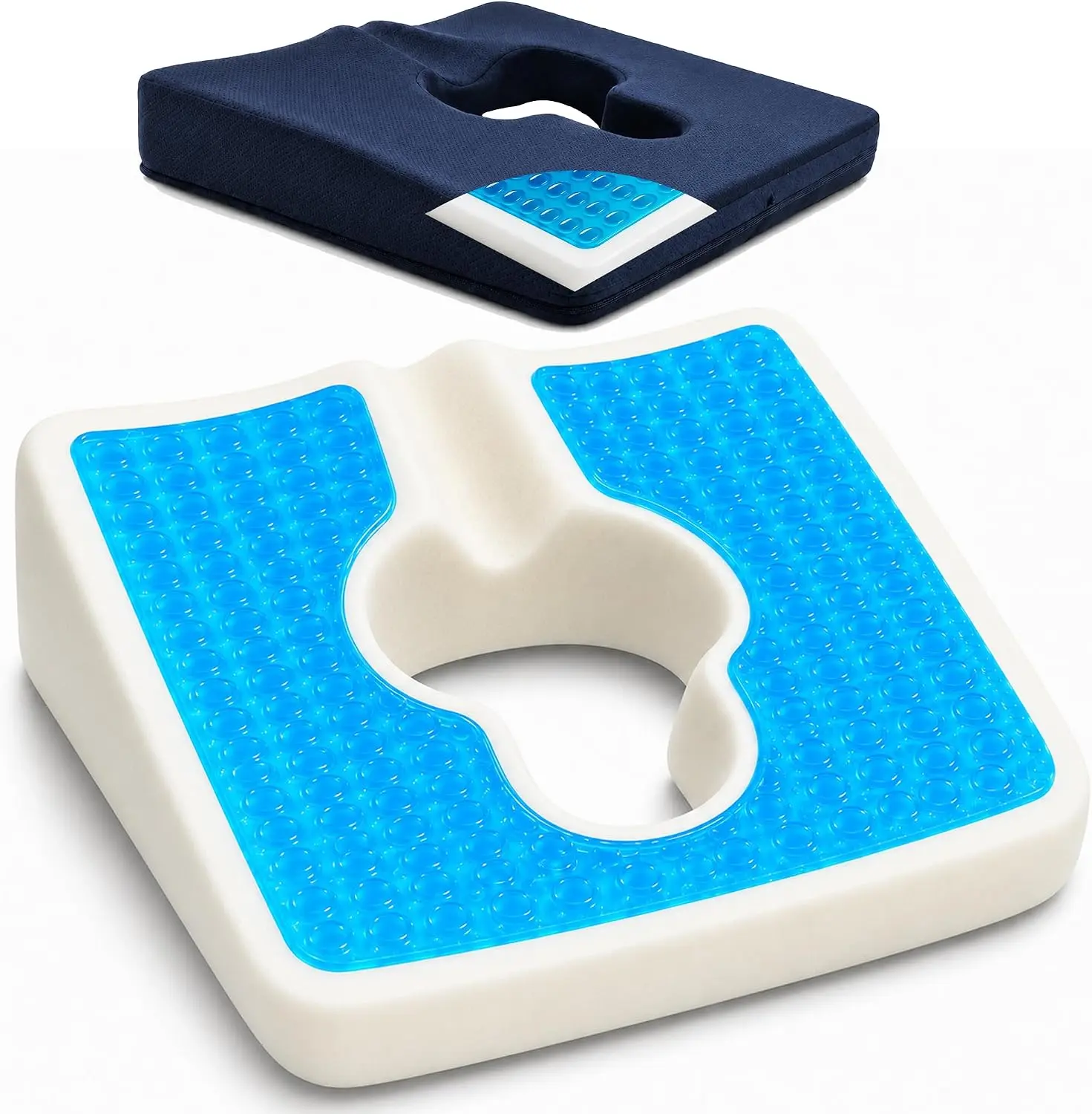 Gel Wheelchair Seat Cushion,Bed Sore Cushions for Butt,Gel Cushion for Pressure Relief,Donut Pillow for Tailbone Pain Relief,Sciatica,Coccyx,hemorrhoid Pillow,Cushion for Office Chair(Blue) sohochic