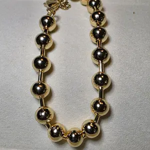 Elegant 14k Gold-Filled Beaded Bracelet with Shiny Spherical Links for Stylish Accessory 14 ORO LAMINADO DE ALTA CALIDAD