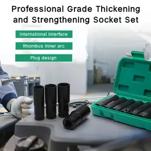 10PCS 1/2" Drive Deep Impact Socket Set Metric 10-24mm Cr-Mo Steel with Storage Case for Auto Repair