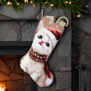 Cute Kitten Santa Stocking — Christmas Cat Holiday Stocking