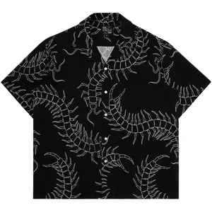 Steady Hands Centipede Button Up Black White Insects Bugs