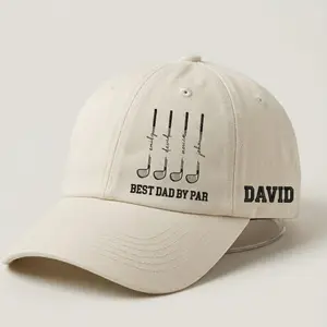 (Custom in Description) Personalized Best Dad By Par Embroidered Golf Cap, Custom Golf Hat for Dad, Fathers Day Gift for Golfer, Grandpa Golf Cap for Him