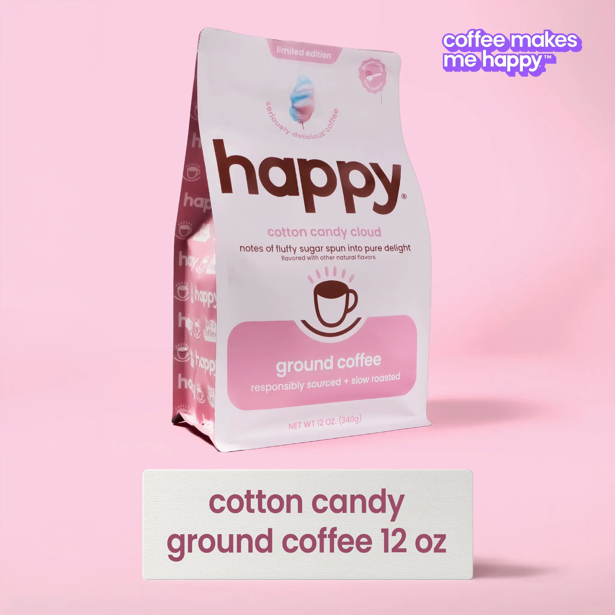 Cotton Candy Flavored Ground Coffee - 12 oz - Limited Edition | Happy Products