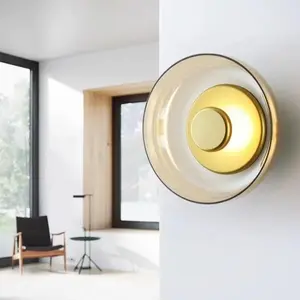 Glass Wall Lamp, Modern LED Decorative Wall Light, 3000K Warm Light, Hardwired Drill-Hole Installation, For Living Room, Bedroom, Bedside, Hallway, Corridor, Minimalist Indoor Home Wall Lighting