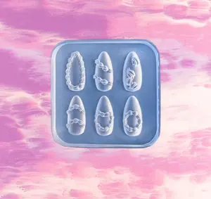 Nail Art Frosting Silicone Mold for Nail Charms 3D Gel or Paint Curved Fit Nail Extensions 1 Piece