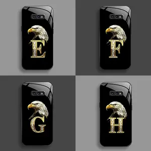 Suitable for [Galaxy S10e] New high-end domineering bald eagle letter glass mobile phone case New business simple metal paint electroplated glass mobile phone case Affordable anti-fall and anti-fingerprint 995