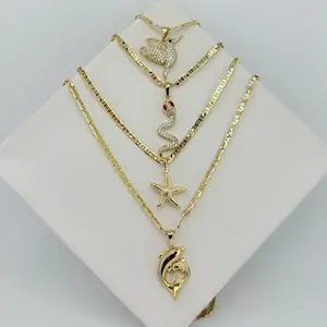 Mariner chain link with variety of different pendants, chain is 3 mm thick and 20 inches long
