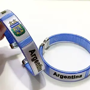 Soccer Team Bracelet, Country Flag Wristband, Adjustable Sports Fan Accessory