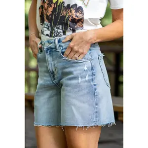 Risen Light Wash Relaxed Slouch Shorts