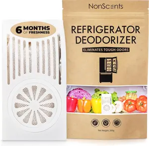 Refrigerator Deodorizer – Odor Eliminator for Fridge & Freezer – Outshines Baking Soda & Deodorizer with Activated Charcoal – Unscented & Long-Lasting, Freshen Refrigerator