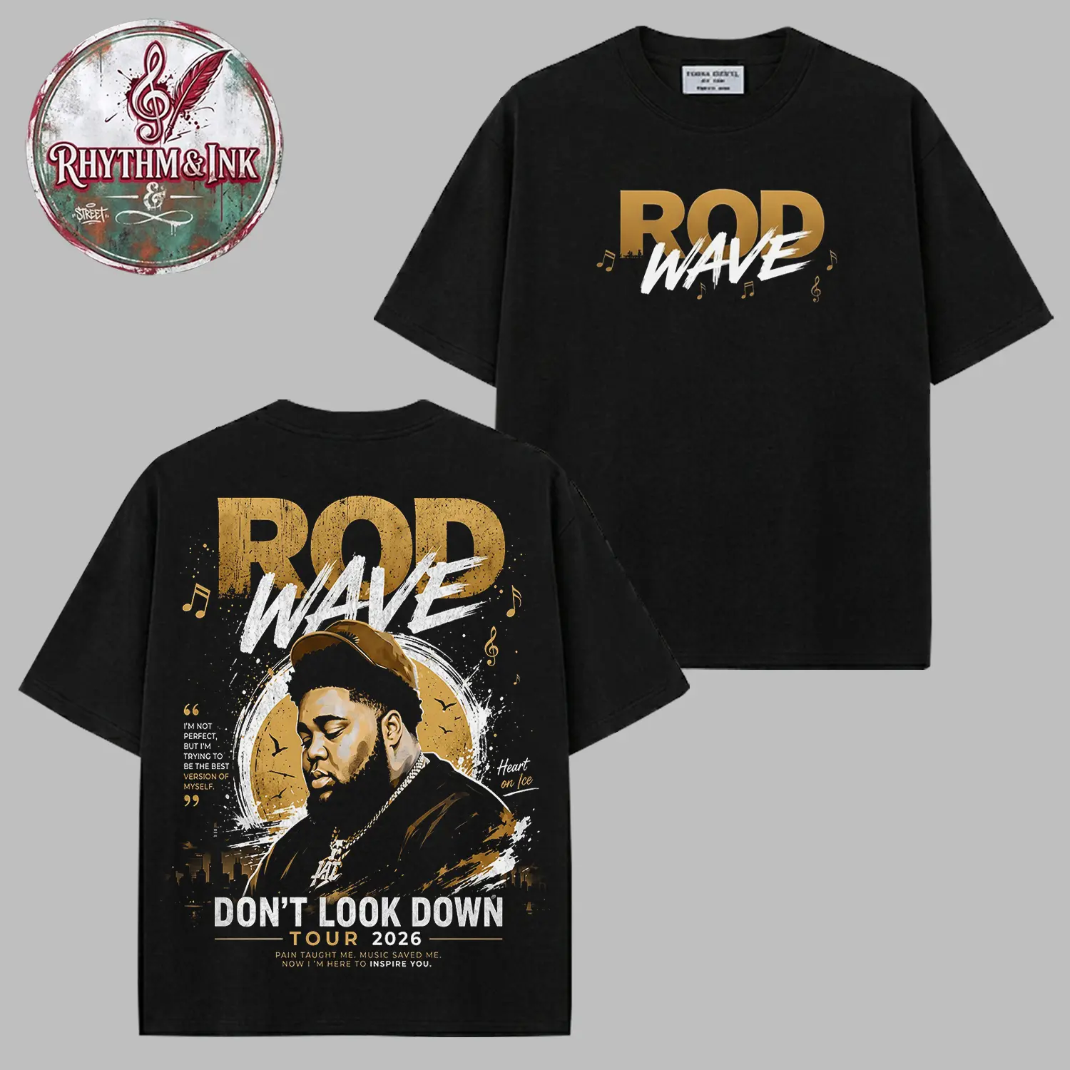 Rod Wave Don't Look Down Tour 2026 V6 Premium Cotton T-Shirt, Double Sided Concert Merch Graphic Tee, Vintage Bootleg Hip Hop Rap Streetwear Shirt, Music Tour Fan Gift