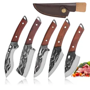 5pcs stainless steel kitchen chef's knife set, hand-forged multi-functional bone-clearing knife, slicing knife, small cooking knife, portable meat cutting knife, super sharp peeling knife 5Pcs 120-5Pcs
