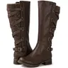 GLOBALWIN Women's Stylish Quilted Knit Knee-High Strappy Block Heel Boots with Zip, Shoes for Women for Chilly Day Style