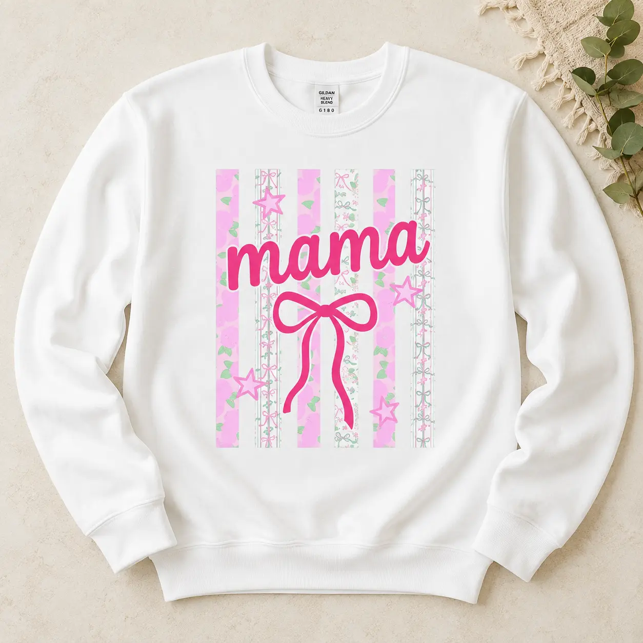 Personalized Mama Sweatshirt, Custom Family Nickname Crewneck, Coquette Bow Graphic, Mother’s Day Gift