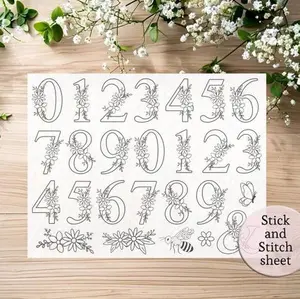 stick and stitch embroidery number patterns, embroidery, floral numbers patterns