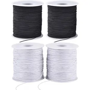 Stretchy String for Bracelets, 4 Rolls 1 mm Sturdy Elastic String Elastic Cord for Jewelry Making, Necklaces, Beading (2 Black+ 2 White)