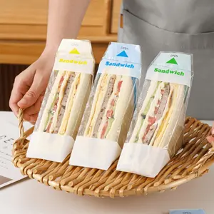 100pcs Plastic Sandwich Bags Triangle Bakery Packaging Easy To Tear